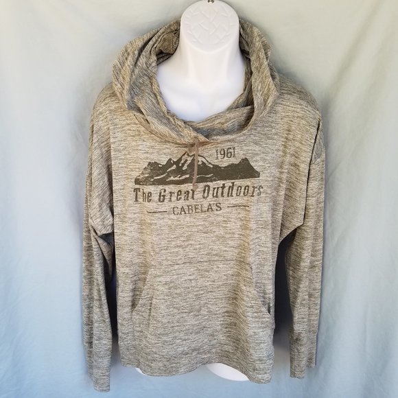 Cabela's Men's Medium Rumple Neck Hood Hoodie The Great Outdoors - Picture 1 of 10